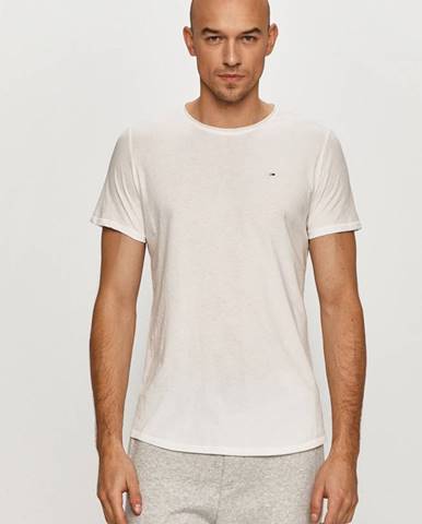 Tričko Tommy Jeans biela farba, jednofarebné