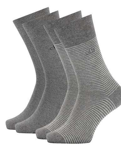 CALVIN KLEIN - 2PACK fine stripe charcoal heather ponožky-39-42