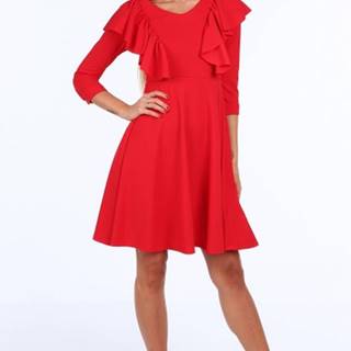 Červené krátke dámske šaty s volánmi