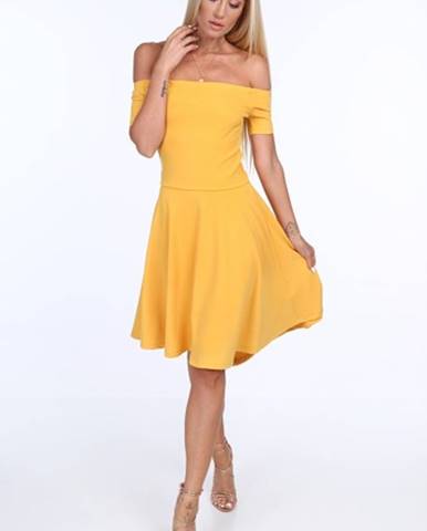 Žlté dámske šaty so španielskym výstrihom