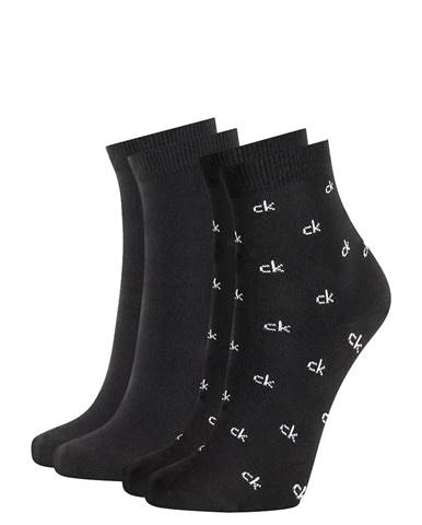 CALVIN KLEIN - 2PACK logo čierne ponožky z organickej bavlny-UNI