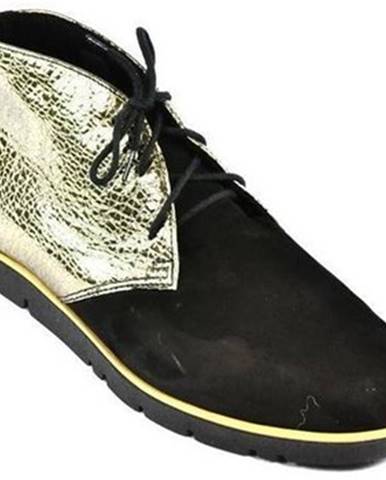 Čižmičky Carsona  Dámske čierno-zlaté kožené topánky ZEFIR