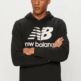 Mikina New Balance pánska, čierna farba, s potlačou