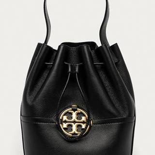 Kožená kabelka Tory Burch čierna farba