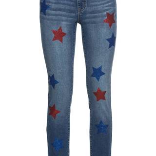 Skinny džínsy, skrátené s hviezdami