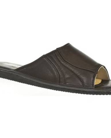 Papuče Just Mazzoni  Luxusné pánske čierne kožené papuče GERRY
