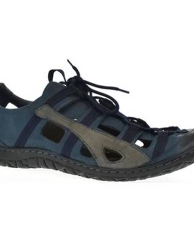 Sandále Krezus  Pánske modré kožené topánky VINCENT