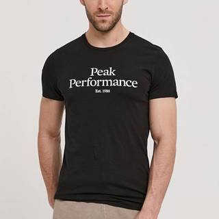 Tričko Peak Performance čierna farba, s potlačou