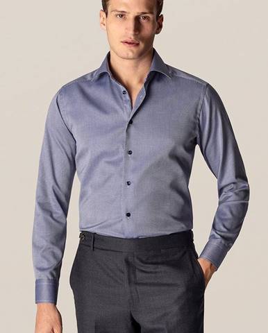 Košeľa Eton pánska, tmavomodrá farba, slim, s klasickým golierom