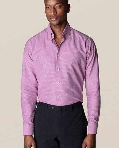 Košeľa Eton pánska, bordová farba, regular, s klasickým golierom