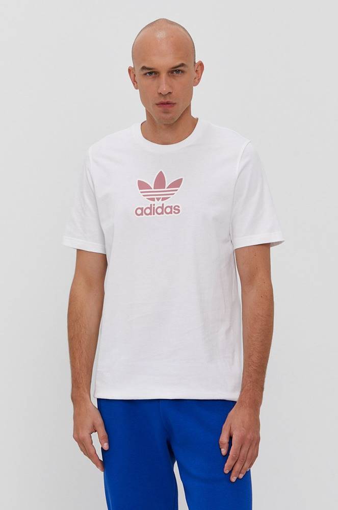 Tričko adidas Originals pánske, biela farba, s potlačou