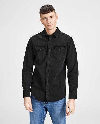Čierna rifľová košeľa Jack & Jones