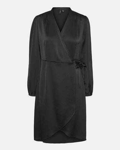Čierne saténové zavinovacie šaty VERO MODA Erin