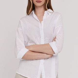 Košeľa Answear Lab dámska, biela farba, voľný strih, s klasickým golierom