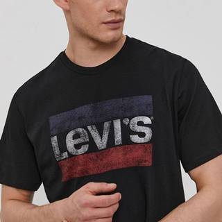 Tričko Levi's pánske, čierna farba, s potlačou