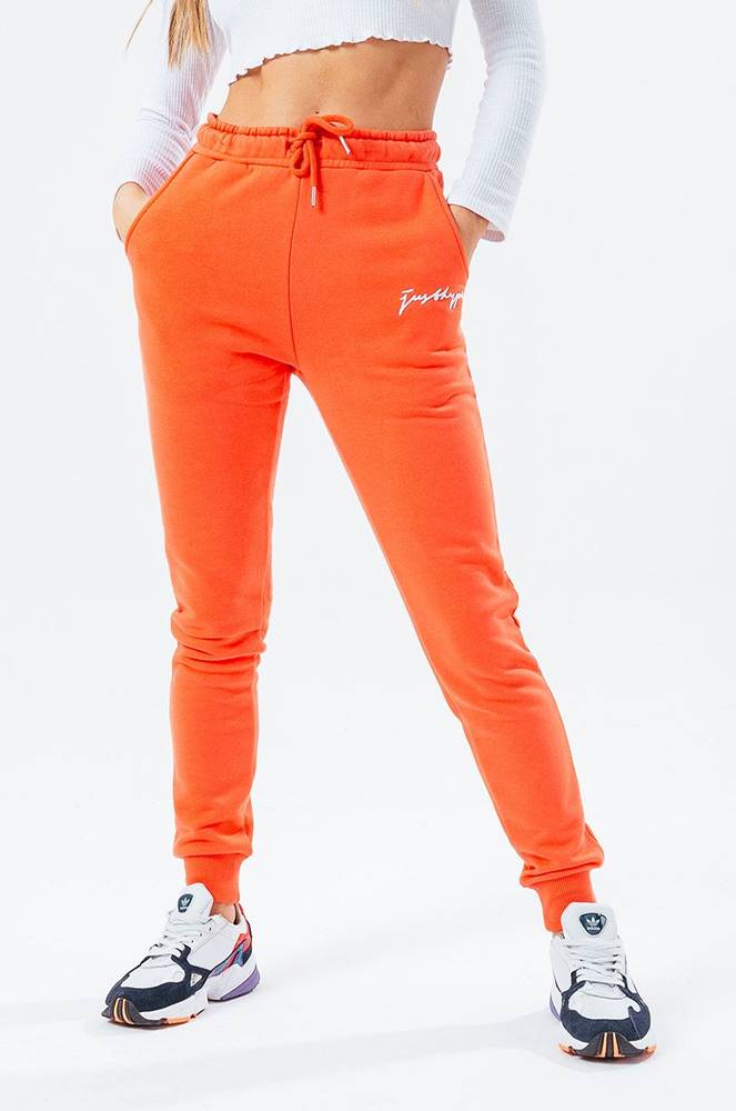 Nohavice Hype SIGNATURE dámske, oranžová farba, jednofarebné