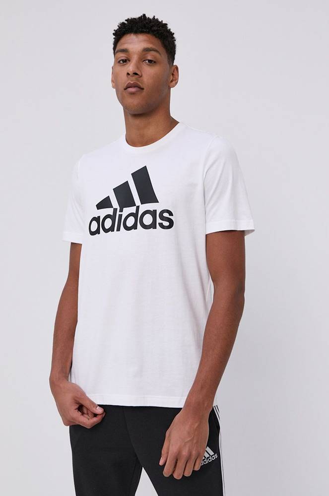 Tričko adidas GK9121 pánske, biela farba, s potlačou