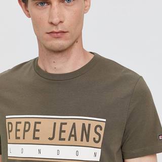 Tričko Pepe Jeans Jayo pánske, zelená farba, s potlačou