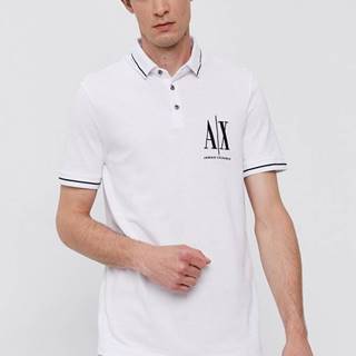 Polo tričko Armani Exchange pánske, biela farba, s nášivkou