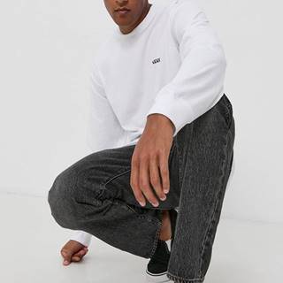 Tričko s dlhým rukávom Vans pánske, biela farba, jednofarebné