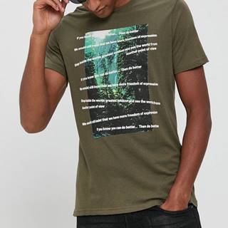 Bavlnené tričko !SOLID zelená farba, s potlačou