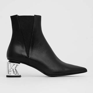 Kožené topánky Chelsea Karl Lagerfeld dámske, čierna farba, na podpätku