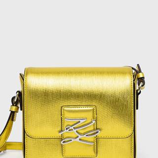 Kožená kabelka Karl Lagerfeld žltá farba