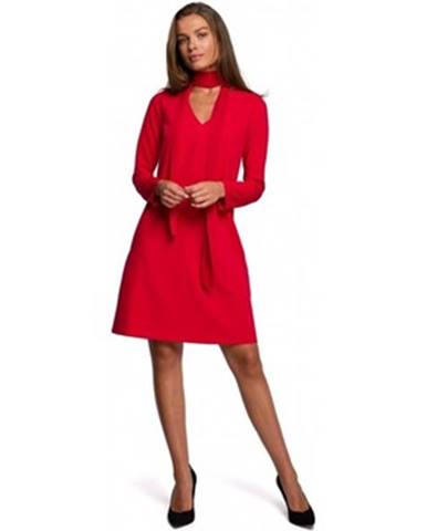 Krátke šaty  S233 Šaty so šifónovou šatkou - červené