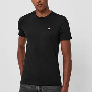 Bavlnené tričko Napapijri čierna farba, jednofarebné