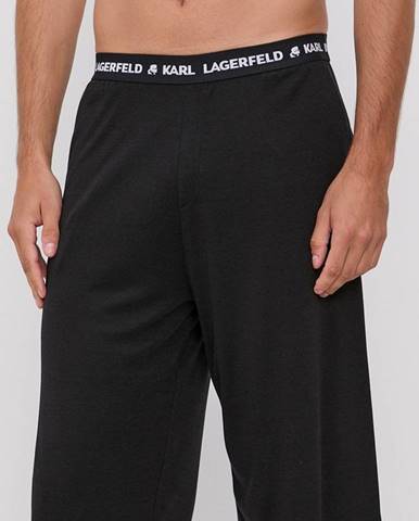 Pyžamové šortky Karl Lagerfeld pánske, čierna farba, jednofarebná