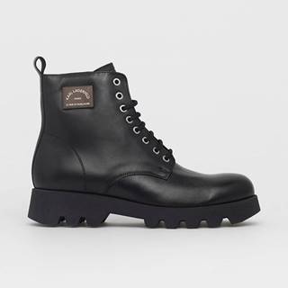 Kožené topánky Karl Lagerfeld pánske, čierna farba