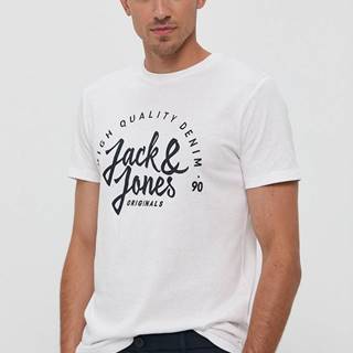 Tričko Jack & Jones pánske, biela farba, s potlačou