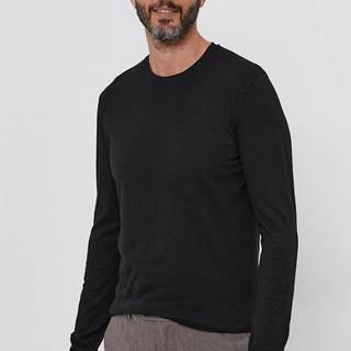 Bavlnené tričko s dlhým rukávom Sisley čierna farba, jednofarebné