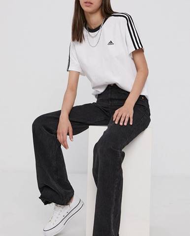 Bavlnené tričko adidas H10201 biela farba