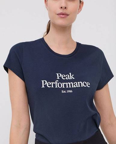 Bavlnené tričko Peak Performance tmavomodrá farba