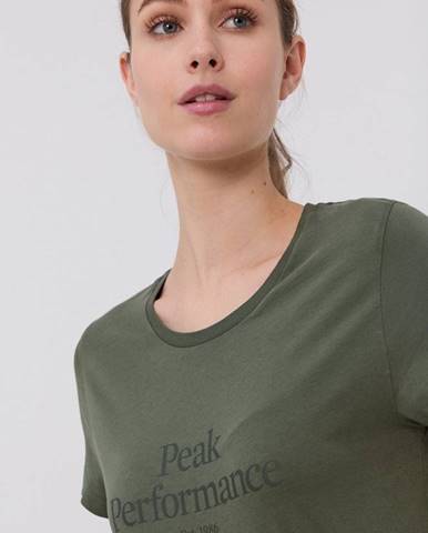 Bavlnené tričko Peak Performance zelená farba