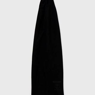 Vlnený šál Moschino čierna farba, jednofarebný