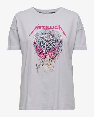 Svetlomodré voľné tričko ONLY Metallica