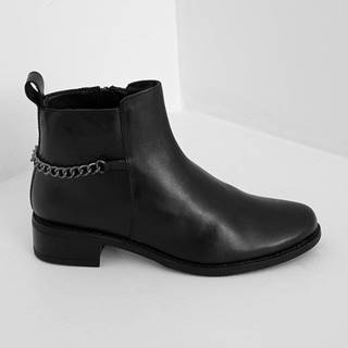 Kožené členkové topánky Answear Lab dámske, čierna farba, na plochom podpätku, jemne zateplené
