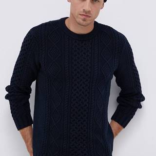 Bavlnený sveter !SOLID pánsky, tmavomodrá farba