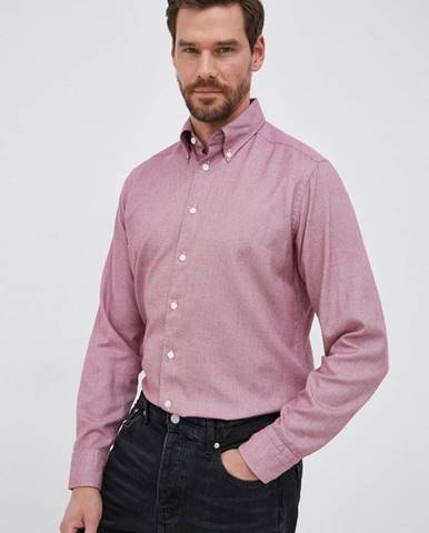 Košeľa Eton pánska, bordová farba, regular, s golierom button-down