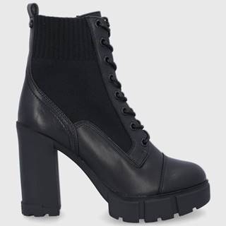 Členkové topánky Aldo dámske, čierna farba, na podpätku