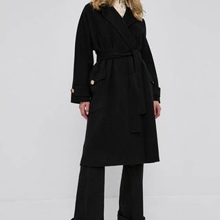 Vlnený kabát Elisabetta Franchi čierna farba, prechodný