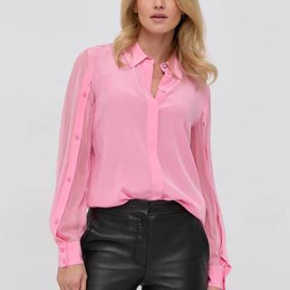 Hodvábna košeľa Karl Lagerfeld dámska, ružová farba