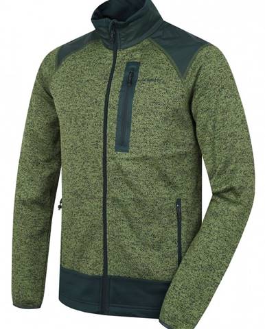 Alan M zelená/čiernozelená, XL Pánsky fleecový sveter na zips