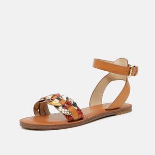 Hnedé dámske vzorované kožené sandále ALDO Ligaria