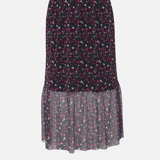 Ružovo-čierna kvetovaná midi sukňa Zizzi Laila