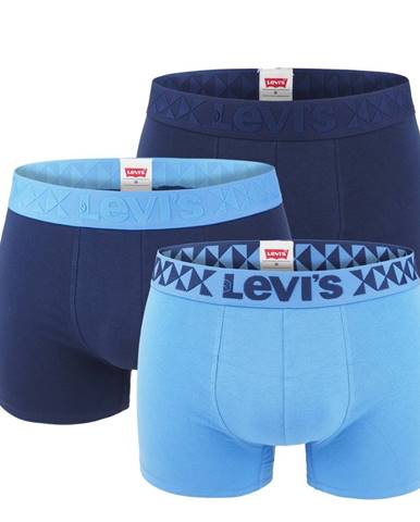 LEVI`S -  3PACK  geometrics blue & gray boxerky v darčekovom balení-M (82 - 88 cm)