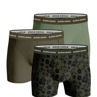 BJÖRN BORG - 3PACK essential flowers army green color boxerky-M (85-91 cm)