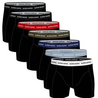 BJÖRN BORG - 7PACK essential black color boxerky s farebným pásom-M (85-91 cm)